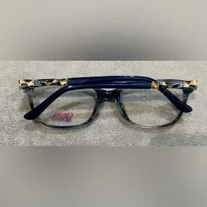 Chelsea Morgan CM 8004 Eyeglasses Blue NEW CHELSEA MORGAN CM 8004 BL BLUE GOLD AUTHENTIC DESIGNER  main image 2